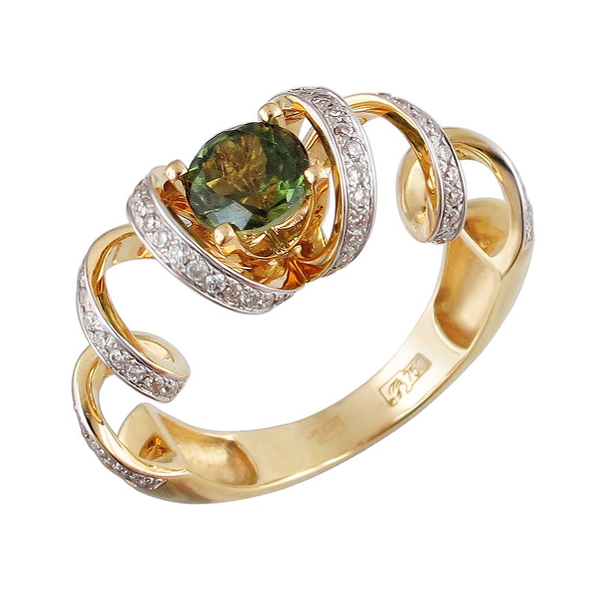 кольцо золотое с бриллиантами 01К646209-6