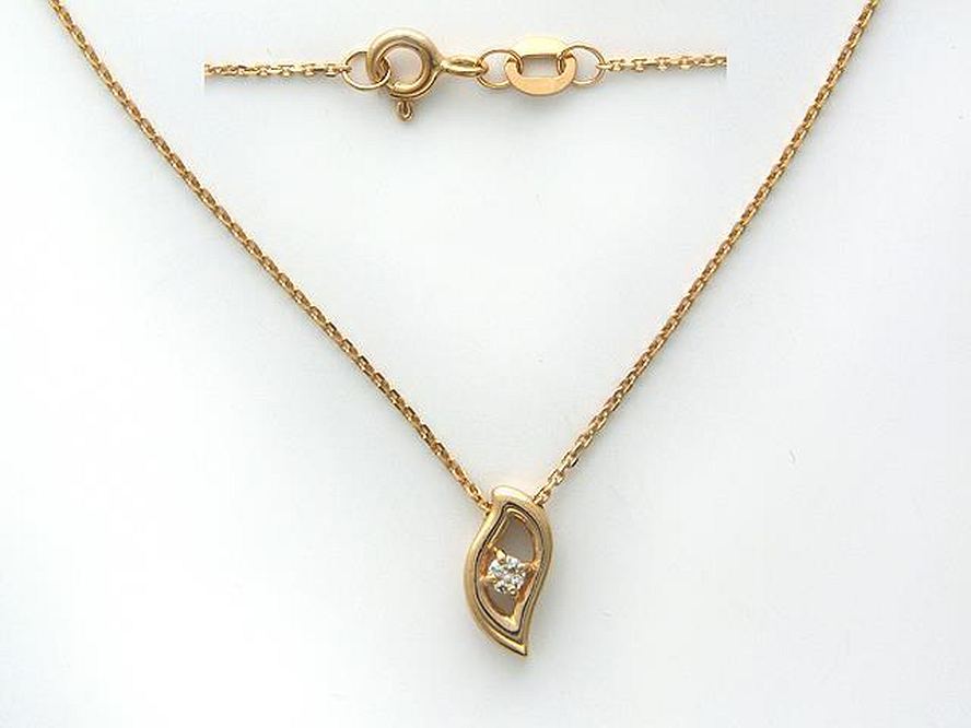 ожерелье золотое с фианитом 01Л130739