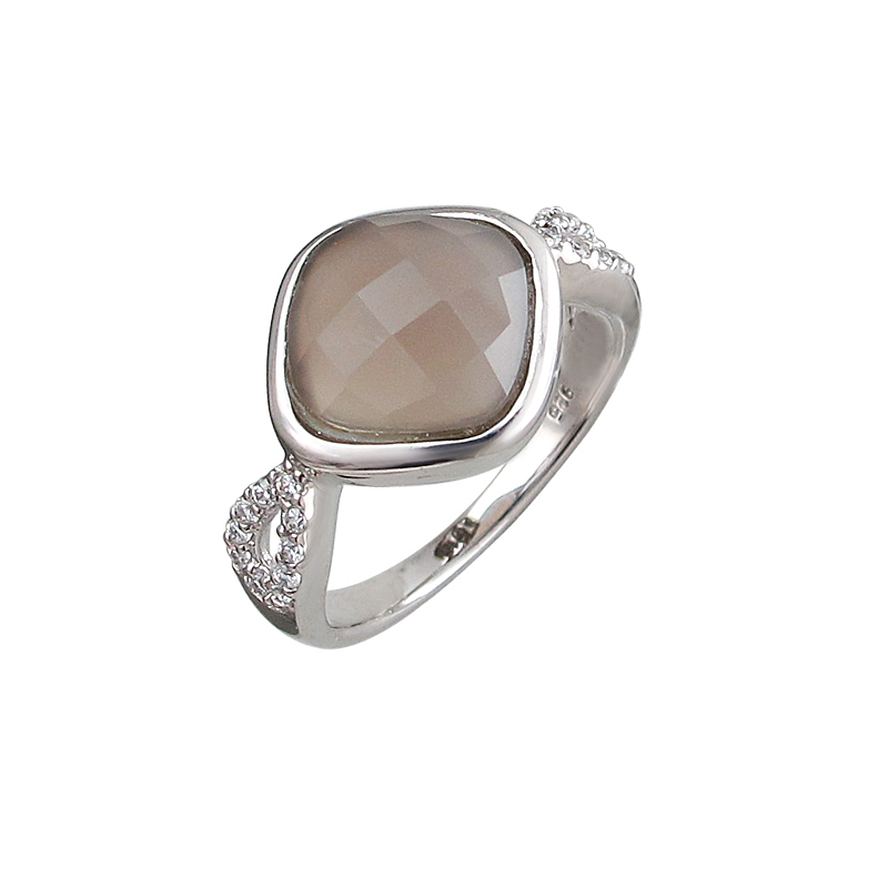 кольцо из серебра 925 пробы с цирконием и халцедоном Г16К45120128Д