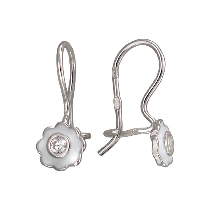 сережки серебряные с фианитами и эмалью Р3С1502635Э