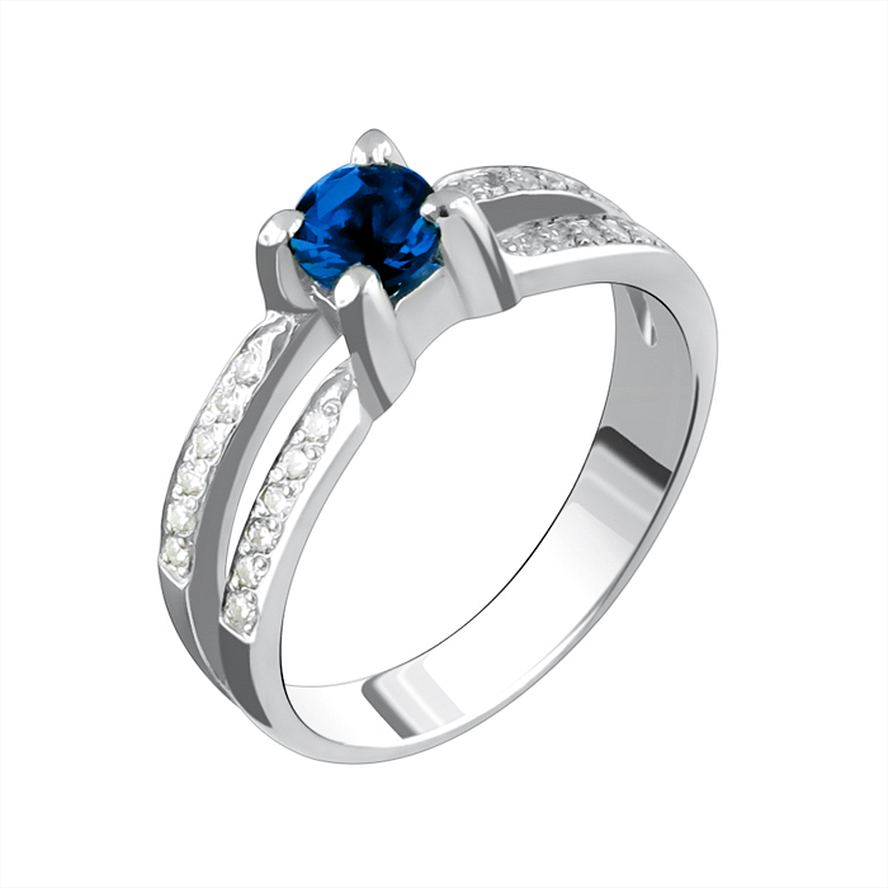 кольцо серебряное с фианитами и цветным фианитом У15К250126