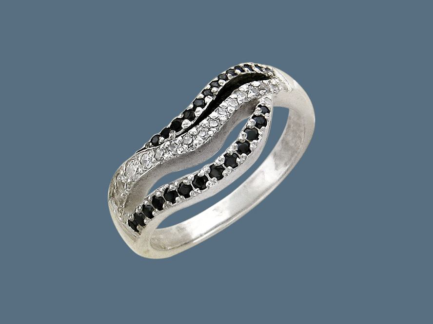 кольцо серебряное с фианитами и цветными фианитами У15К250214